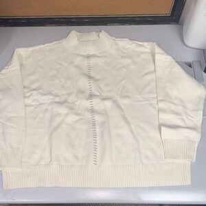 Peace Love World Women's Solidor Split Color Mock Neck Sweater